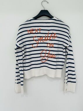 XOKR Kerri Rosenthal Striped V-Neck Sweater XS